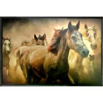 Quadro Cavalos Sepia 80x60 - Casa da Moldura