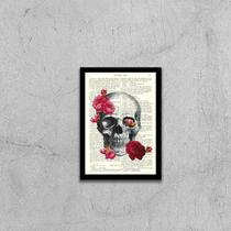 Quadro Caveira com Flores 45x34cm - com vidro Quadro Caveira com Flores 45x34cm - com vidro