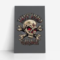 Quadro Caveira Hot Rod Garage Arte Desenho Canvas 60x40cm