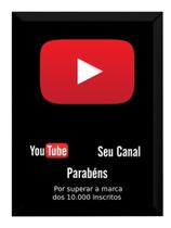 Quadro Cenario Youtube Placa 10.000 Inscritos Personalizada