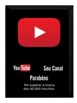 Quadro Cenario Youtube Placa 40.000 Inscritos Personalizada