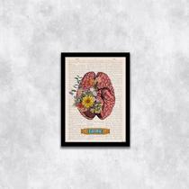 Quadro Cérebro com Flores Think 24x18cm