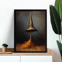 Quadro Chapéu e Vassoura De Bruxa 33x24cm - com vidro Quadro Chapéu e Vassoura De Bruxa 33x24cm - com vidro