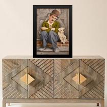 Quadro Charlie Chaplin Com Cachorrinho 24x18cm