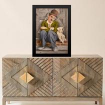 Quadro Charlie Chaplin Com Cachorrinho 33x24cm