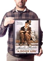 Quadro Charlie Chaplin Dogs Life Filme Poster Moldurado