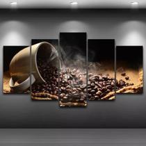 Quadro Chicara De Cafe, Cafe Torrado Para Cafetaria 5 Peças