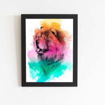 Quadro Chow Chow Cachorro Aquarela Tinta Moldura 60x40cm Quadro Chow Chow Cachorro Aquarela Tinta Moldura 60x40cm