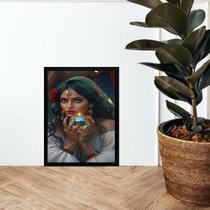 Quadro Cigana Com Bola de Cristal 24x18cm - com vidro Quadro Cigana Com Bola de Cristal 24x18cm - com vidro