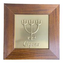 Quadro Cigana Madeira Imbuia e Metal Dourado 12 x 12 cm