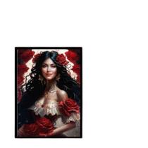Quadro Cigana Rosa Vermelha 33X24Cm Vidro Preta