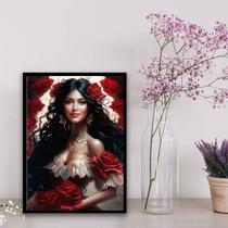 Quadro Cigana Rosa Vermelha 45x34cm - com vidro