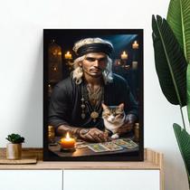 Quadro Cigano Com Gato - Tarot 24x18cm - com vidro