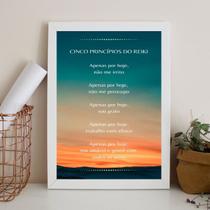 Quadro Cinco Princípios Do Reiki 24x18cm - com vidro