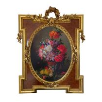 Quadro Clássico Floral com Moldura Dourado A:121 L:99 P:7cm para Parede Quadro Clássico Floral com Moldura Dourado A:121 L:99 P:7cm para Parede