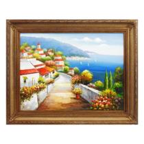 Quadro Clássico Madeira Entalhes Óleo Sob Tela Gigante Luxo