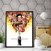 Quadro Coca-Cola Garrafa E Mulheres 24X18Cm - Com Vidro