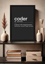 Quadro Coder Programador Geek com Vidro e Moldura Tamanho:21cm x 30cm (A4) Quadro Coder Programador Geek com Vidro e Moldura Tamanho:21cm x 30cm (A4)