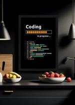 Quadro Coding In Progress com Vidro e Moldura Tamanho:21cm x 30cm (A4) Quadro Coding In Progress com Vidro e Moldura Tamanho:21cm x 30cm (A4)