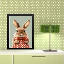 Quadro Coelhinha Vestido Poá Vermelho 45x34cm