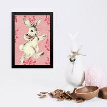 Quadro Coelhinha Vintage Rosa- Laço 24X18Cm