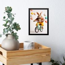 Quadro Coelho Da Páscoa - Bicicleta Balões 45x34cm