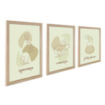 Quadro Coelho Feliz Páscoa Decoração Coelhinha Decoração de Páscoa 30cm