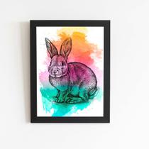 Quadro Coelho Pets Arte Animais Aquarela Moldura 20x30cm Quadro Coelho Pets Arte Animais Aquarela Moldura 20x30cm