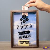 Quadro cofre decorativo Porta Dinheiro Moedas moldura vidro - ALBERTINA