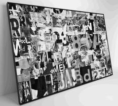 Quadro Colagem de Letras em Preto e Branco