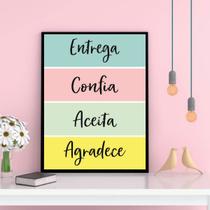 Quadro Colorido Entrega Confia Agradece 33x24cm - com vidro