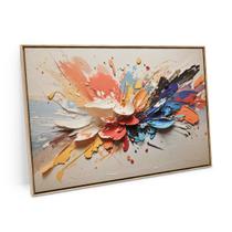 Quadro Colorido Pétalas De Tinta 90x60 Cm Para Escritório - Bimper Quadros