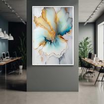 Quadro com Moldura 130x90 Abstrato Mármore Moderno Azul Dourado Decorativo Grande Sala Quarto Hall Quadro com Moldura 130x90 Abstrato Mármore Moderno Azul Dourado Decorativo Grande Sala Quarto Hall