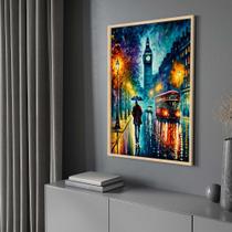 Quadro com Moldura 130x90 Abstrato Pintura Colorido Londres Decorativo Grande Sala Quarto Hall