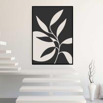 Quadro com Moldura 130x90 Abstrato Planta Preto branco Decorativo Grande Sala Quarto Hall