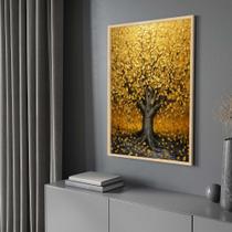 Quadro com Moldura 130x90 Árvore Dourada Decorativo Grande Sala Quarto Hall