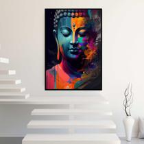 Quadro com Moldura 130x90 Buda Arte Colorida Decorativo Grande Sala Quarto Hall Cor:Moldura Preta Quadro com Moldura 130x90 Buda Arte Colorida Decorativo Grande Sala Quarto Hall Cor:Moldura Preta