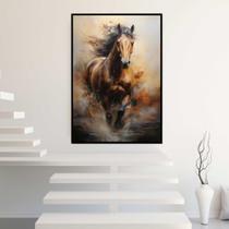 Quadro com Moldura 130x90 Cavalos Correndo Pintura Arte Decorativo Grande Sala Quarto Hall