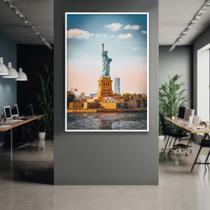 Quadro com Moldura 130x90 Estátua da Liberdade Nova York Decorativo Grande Sala Quarto Hall