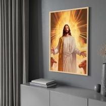 Quadro com Moldura 130x90 Jesus Salvador Religioso Decorativo Grande Sala Quarto Hall