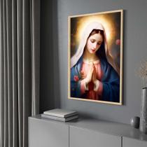 Quadro com Moldura 130x90 Nossa Senhora Aparecida Religioso Decorativo Grande Sala Quarto Hall