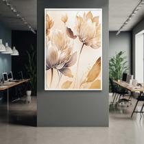 Quadro com Moldura 40x60 Abstrato Bege Claro Flor Decorativo Grande Sala Quarto Hall Cor:Moldura Branca Quadro com Moldura 40x60 Abstrato Bege Claro Flor Decorativo Grande Sala Quarto Hall Cor:Moldura Branca