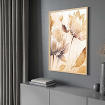 Quadro com Moldura 40x60 Abstrato Bege Claro Flor Decorativo Grande Sala Quarto Hall