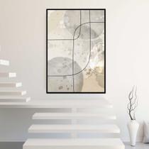 Quadro com Moldura 40x60 Abstrato linhas Bege Cinza Marrom Decorativo Grande Sala Quarto Hall Cor:Moldura Preta Quadro com Moldura 40x60 Abstrato linhas Bege Cinza Marrom Decorativo Grande Sala Quarto Hall Cor:Moldura Preta