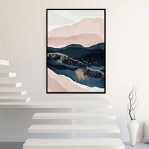 Quadro com Moldura 40x60 Abstrato Montanhas Arte Rosê Decorativo Grande Sala Quarto Hall Cor:Moldura Preta