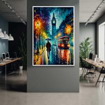 Quadro com Moldura 40x60 Abstrato Pintura Colorido Londres Decorativo Grande Sala Quarto Hall Quadro com Moldura 40x60 Abstrato Pintura Colorido Londres Decorativo Grande Sala Quarto Hall