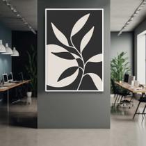 Quadro com Moldura 40x60 Abstrato Planta Preto branco Decorativo Grande Sala Quarto Hall