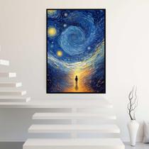 Quadro com Moldura 40x60 Arte Estilo Van Gogh Moderno Abstrato Decorativo Grande Sala Quarto Hall Cor:Moldura Preta