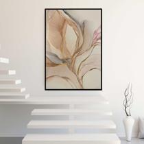 Quadro com Moldura 40x60 Bege Abstrato Arte Decorativo Grande Sala Quarto Hall Cor:Moldura Preta
