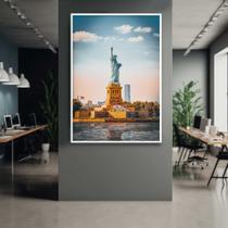 Quadro com Moldura 40x60 Estátua da Liberdade Nova York Decorativo Grande Sala Quarto Hall